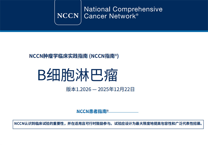 2026中文版NCCN临床实践指南：B细胞淋巴瘤