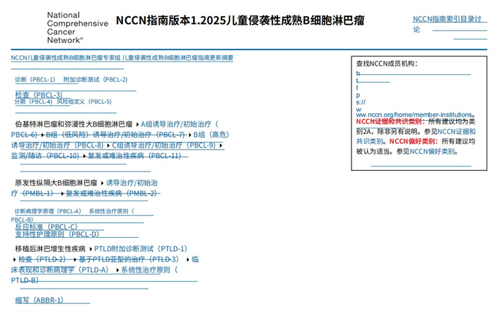 （2025.V1）NCCN临床实践中文版指南：儿童侵袭性成熟 B 细胞淋巴瘤